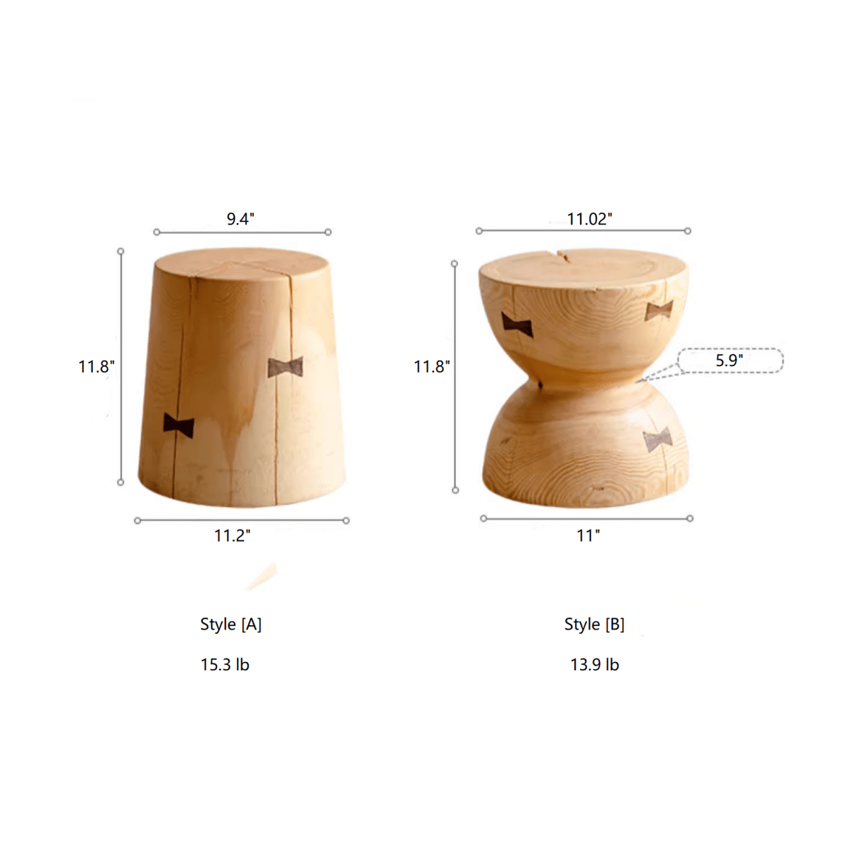 Solid Wood Natural End Table by RusticReach, two end tables shown on Tampa Home & Garden Store