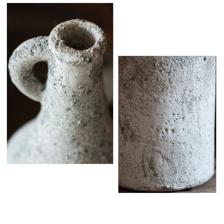 Small opening rough-textured dried flower vase by RusticReach with gray concrete finish on Tampa Home & Garden Store