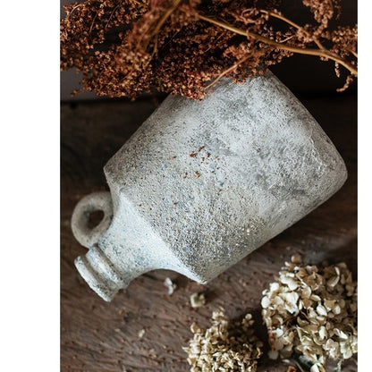 Small Opening Rough Textured Dried Flower Vase pale gray ceramic RusticReach on Tampa Home & Garden Store