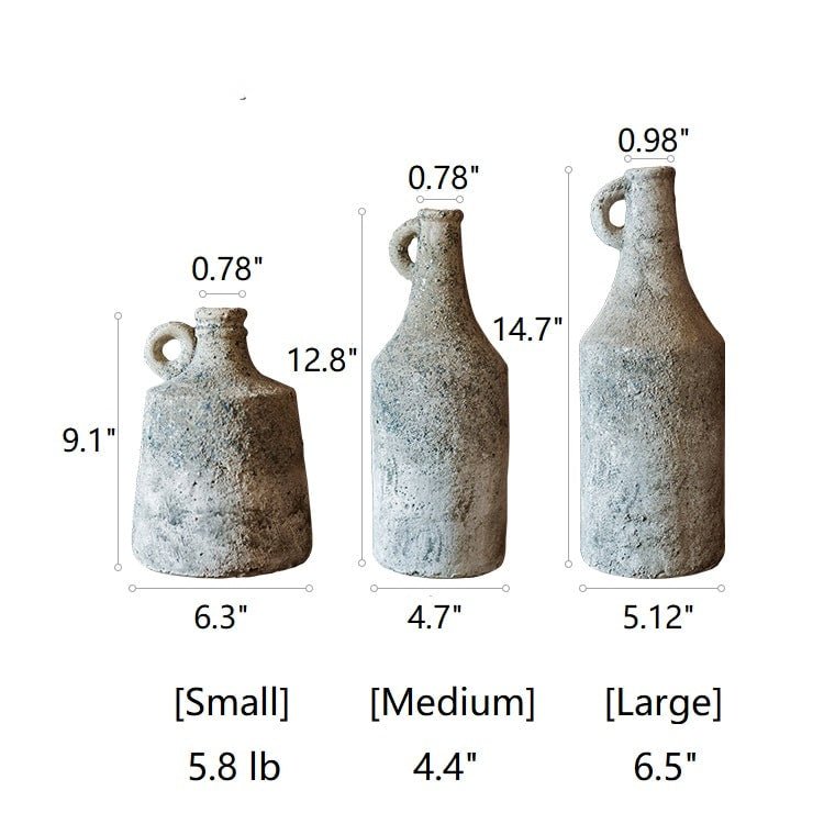 Small opening rough textured dried flower vase set of three by RusticReach in gray stoneware on Tampa Home & Garden Store