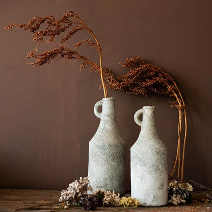 Small Opening Rough Textured Dried Flower Vase set of 2 in gray ceramic by RusticReach on Tampa Home & Garden Store
