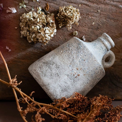 Small Opening Rough Textured Dried Flower Vase RusticReach gray ceramic store on Tampa Home & Garden Store