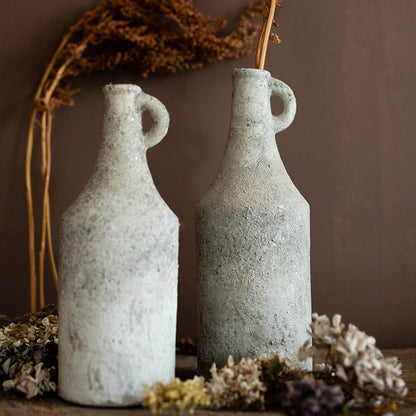 Small opening rough-textured dried flower vase set of two, gray ceramic by RusticReach on Tampa Home & Garden Store