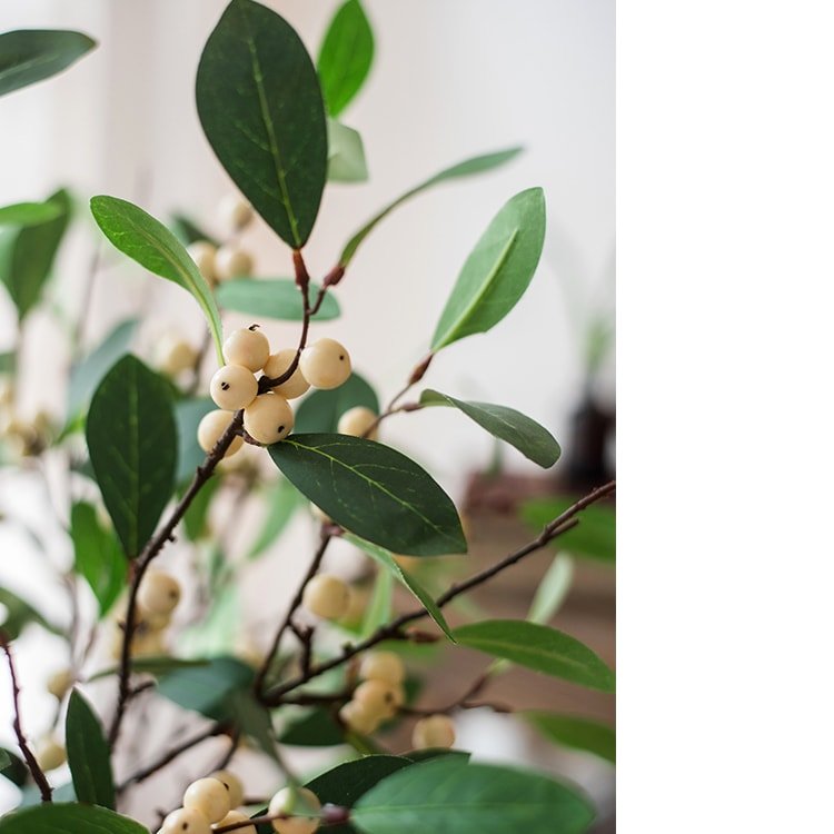 Artificial Snow Berry leaf stem silk plant 28in tall with berries and leaves on brown stems on Tampa Home & Garden Store