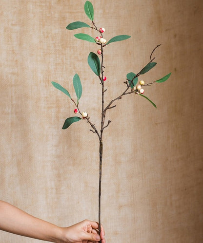 RusticReach artificial Snow Berry leaf stem, 28in tall silk plant with leaves and berries on Tampa Home & Garden Store