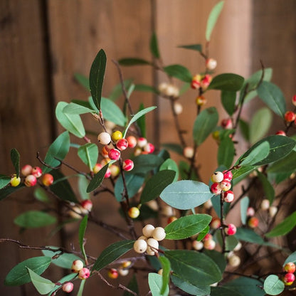 Artificial Snow Berry Leaf Stem 28in silk plant with green leaves and berries RusticReach on Tampa Home & Garden Store