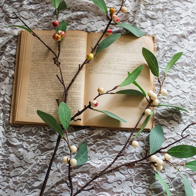 Artificial Snow Berry leaf stem silk plant 28 tall with green leaves RusticReach on Tampa Home & Garden Store