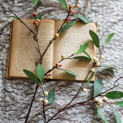 Artificial Snow Berry leaf stem silk plant 28 tall with green leaves RusticReach on Tampa Home & Garden Store