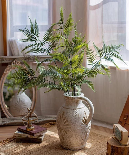 Artificial Tall Fern Leaf Stem by RusticReach, green fern fronds in a ceramic pitcher on Tampa Home & Garden Store