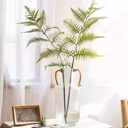 Artificial tall fern leaf stem; two green fronds in a clear glass vase RusticReach on Tampa Home & Garden Store