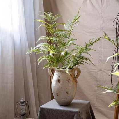 Artificial Tall Fern Leaf Stem in a rustic ceramic vase RusticReach non-flowering plant on Tampa Home & Garden Store
