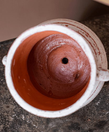Terracotta Planter Vase with Handles, red interior and whitewashed exterior RusticReach on Tampa Home & Garden Store
