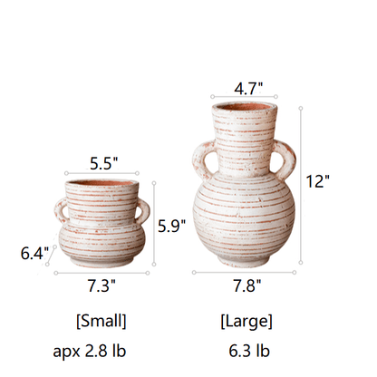 Terracotta planter vase with handles, rustic glaze; small and large set by RusticReach on Tampa Home & Garden Store