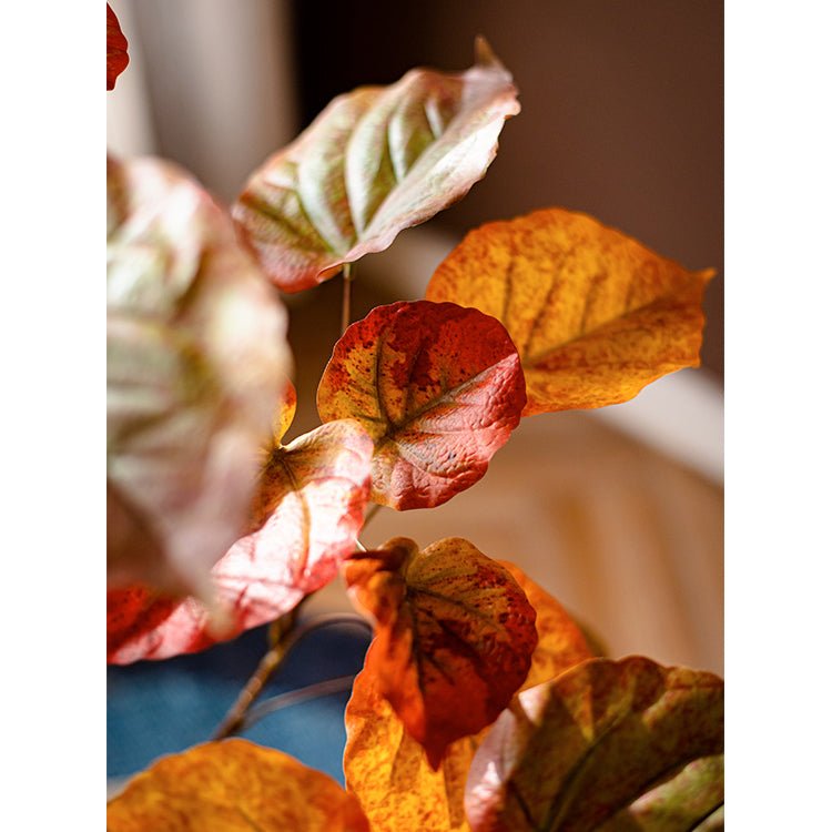 Artificial silk red leaf banyan tree in pot by RusticReach, vivid autumn foliage on Tampa Home & Garden Store