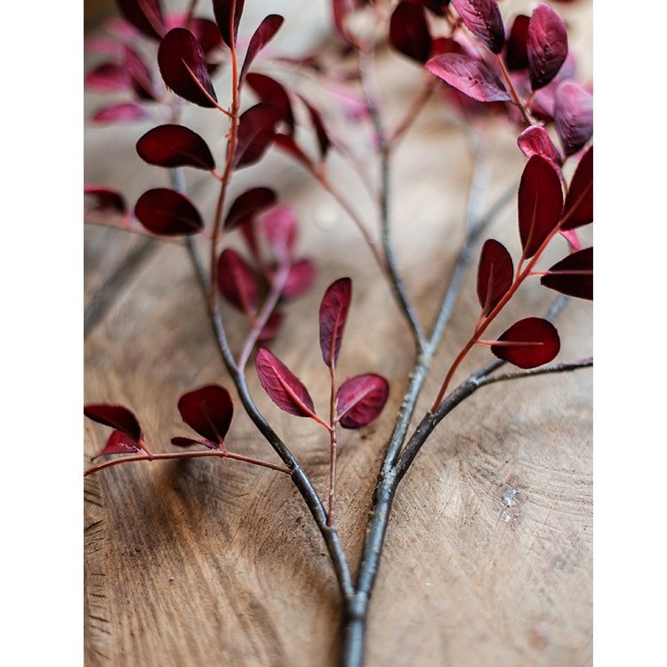 Artificial Red Tzu Tan leaf stem 42-inch tall RusticReach burgundy leaves on Tampa Home & Garden Store