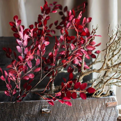 Artificial Red Tzu Tan leaf stem, 42 in tall faux plant with crimson leaves by RusticReach on Tampa Home & Garden Store