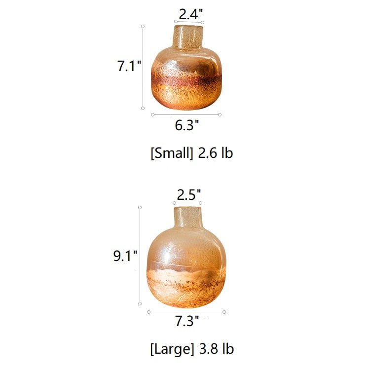 RusticReach hand blown amber bubble glass bud vase set small 2.6 lb and large 3.8 lb on Tampa Home & Garden Store