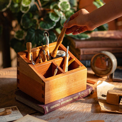 Solid Wood Desktop Organizer Small Organizer in light oak RusticReach with compartments on Tampa Home & Garden Store
