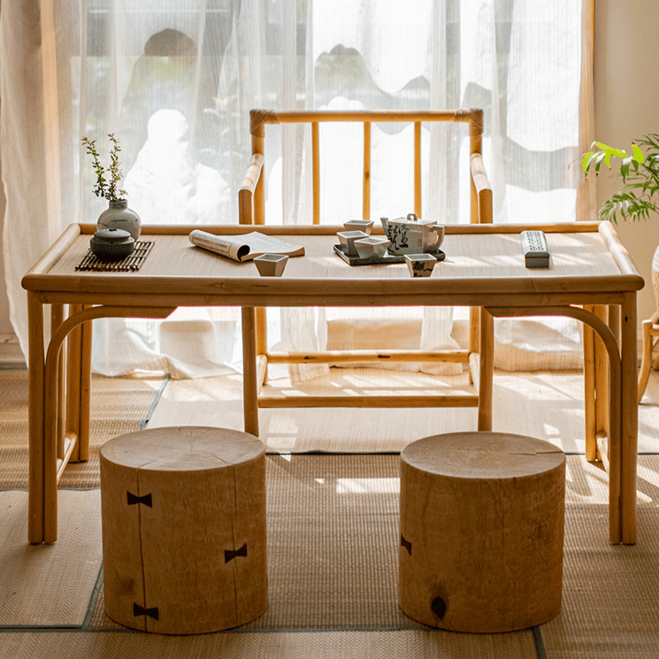 Pine Wood Pedestal Table Side Table with light finish and curved legs on Tampa Home & Garden Store