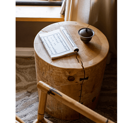 Pine Wood Pedestal Table, natural pine finish with round top and visible grain, RusticReach on Tampa Home & Garden Store