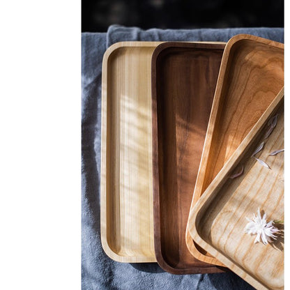 4-piece natural wood plate serving tray set by RusticReach with light to dark tones on Tampa Home & Garden Store