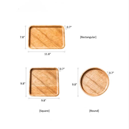 RusticReach Natural Wood Plate Serving Tray set of three: rectangular, square, round on Tampa Home & Garden Store