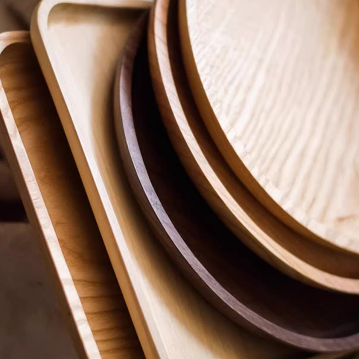 Natural Wood Plate Serving Tray nesting set in warm finish RusticReach on Tampa Home & Garden Store