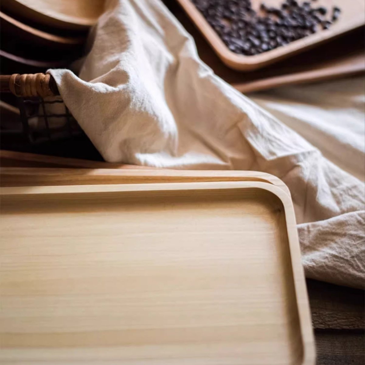 Natural wood plate serving tray by RusticReach with light finish and rounded edges on Tampa Home & Garden Store