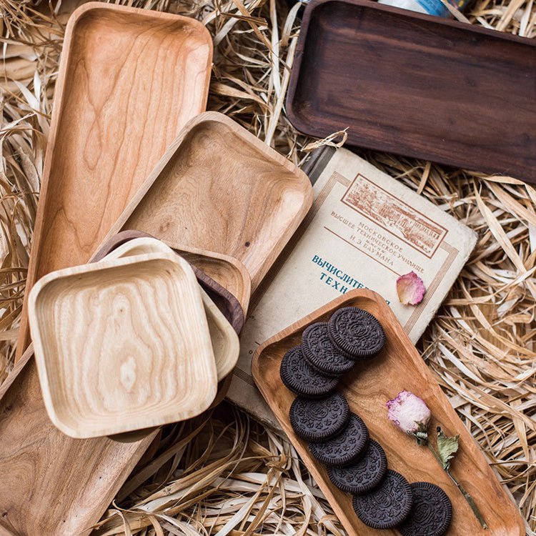 Solid Wood Snack Plate set by RusticReach; natural wood serving trays in multiple sizes on Tampa Home & Garden Store