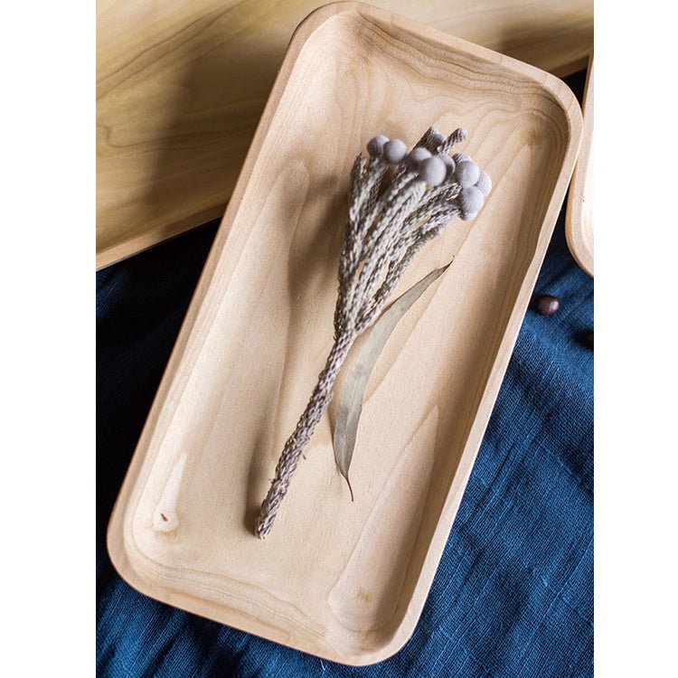 Solid Wood Snack Plate RusticReach, light natural rectangular tray with rounded corners on Tampa Home & Garden Store