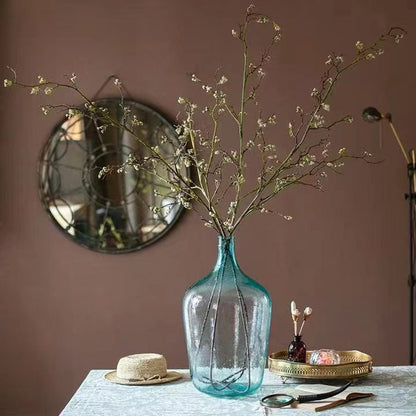 Long Weigela Flower Stem 63in Tall RusticReach in a teal glass vase with white blossoms on Tampa Home & Garden Store