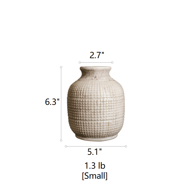 White textured porcelain jar vase by RusticReach, 6.3in tall 5.1in diameter on Tampa Home & Garden Store