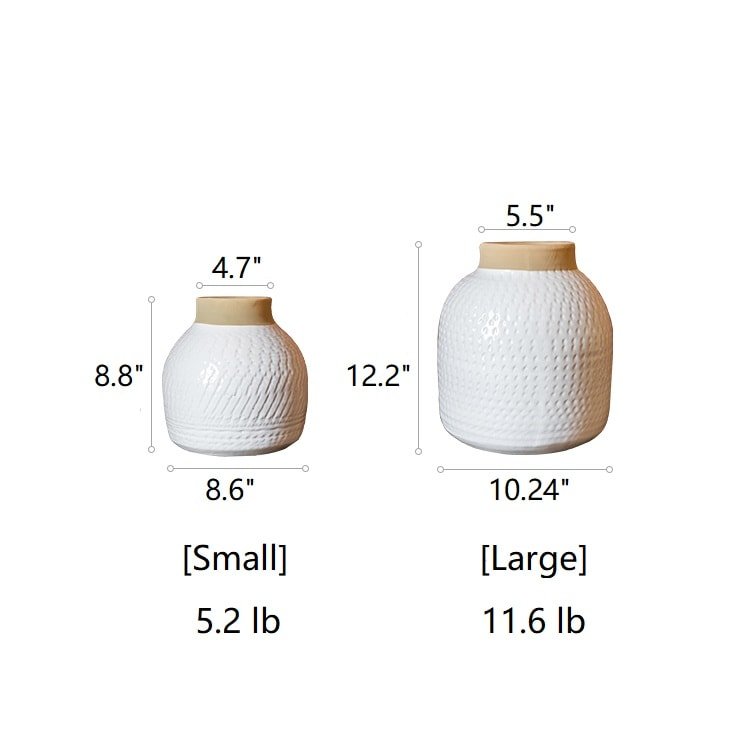 White glazed ceramic flower vase set by RusticReach; two vases in small and large sizes on Tampa Home & Garden Store