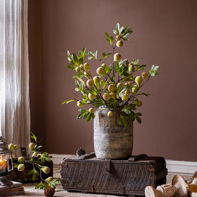 Wild Garden Faux Fig Stem 35.4 Tall artificial flora in a rustic gray vase by RusticReach on Tampa Home & Garden Store