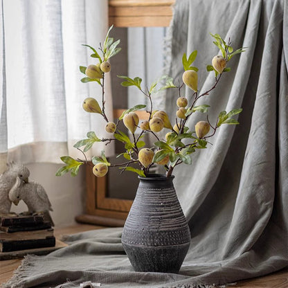Wild Garden faux fig stem, 35.4 inches tall, RusticReach artificial flora in a gray textured vase on Tampa Home & Garden Store