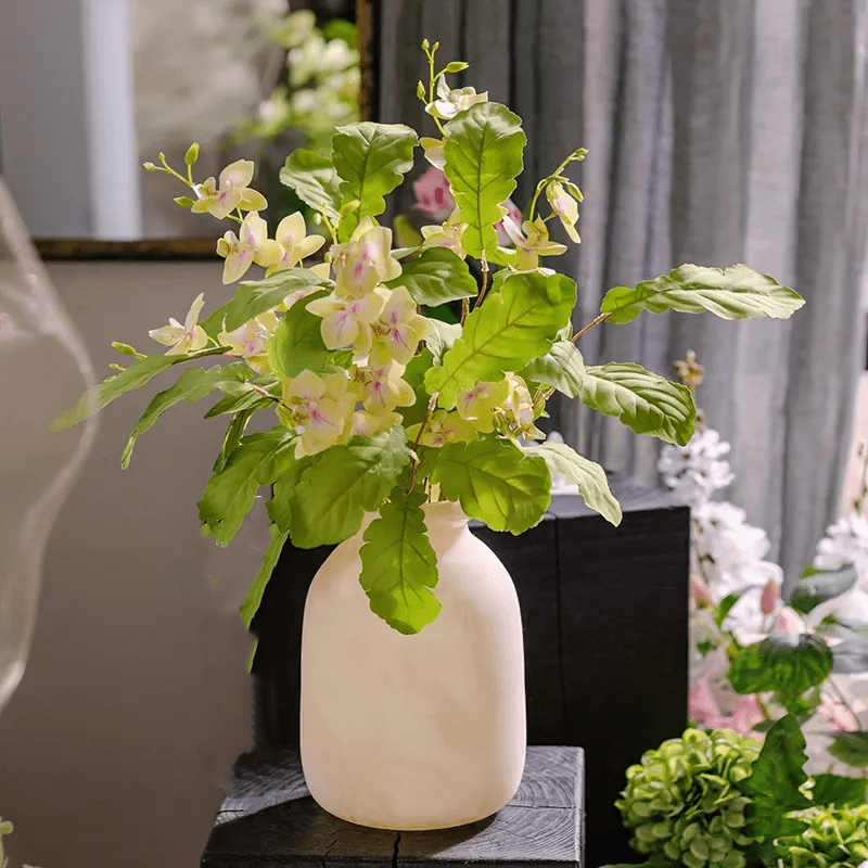 Wild Garden greenery 22in tall with pale pink blooms in a white ceramic vase RusticReach on Tampa Home & Garden Store