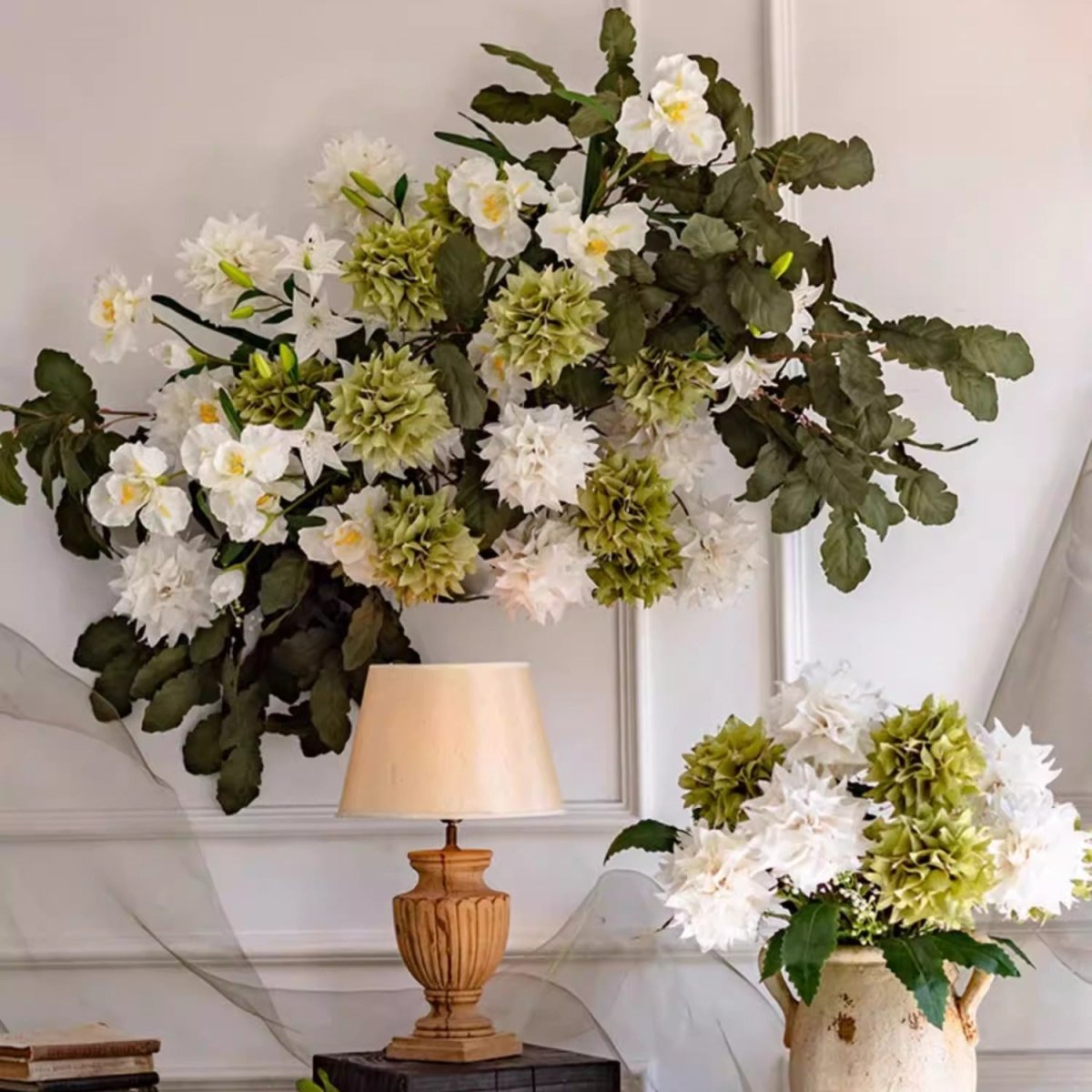 Wild Garden greenery stem 36in tall RusticReach artificial plant with white blooms and leaves on Tampa Home & Garden Store