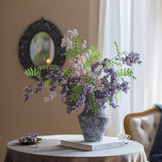 Enchanted Garden Wisteria Stem 51in tall RusticReach artificial blooms in vase with lilac on Tampa Home & Garden Store