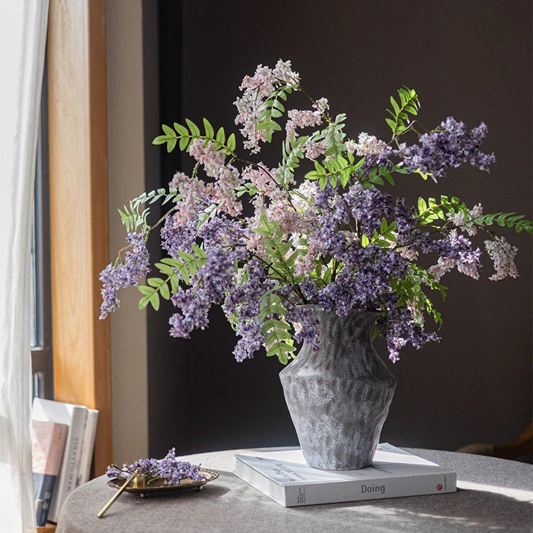 Enchanted Garden Wisteria Stem 51in vase with purple blossoms RusticReach artificial plant on Tampa Home & Garden Store