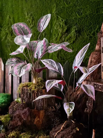 Wild Tropical Leaf Bunch artificial plant RusticReach with two clusters mossy log planter on Tampa Home & Garden Store