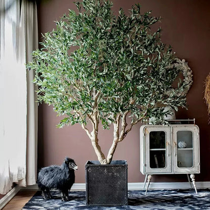 Extra Large Artificial Olive Tree 90 inches tall by RusticReach in black planter on Tampa Home & Garden Store