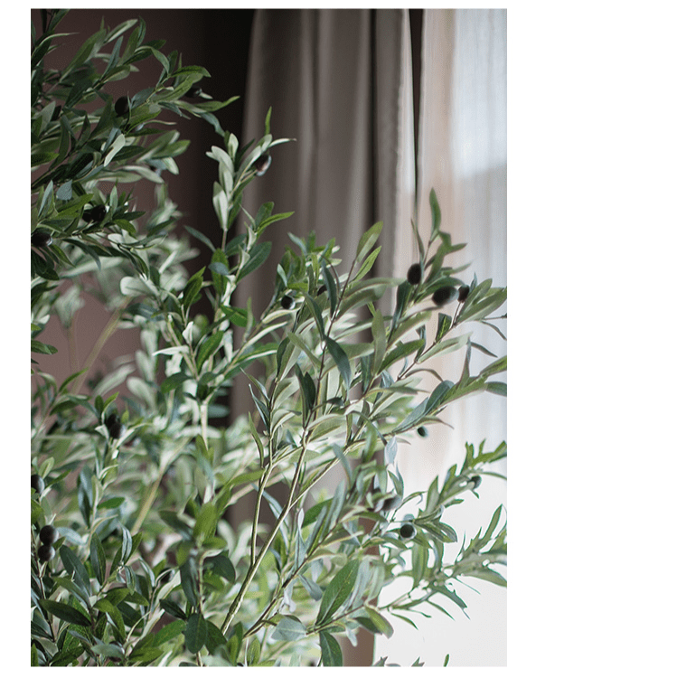 Extra Large Artificial Olive Tree by RusticReach, green leaves with dark olives, 90in tall on Tampa Home & Garden Store