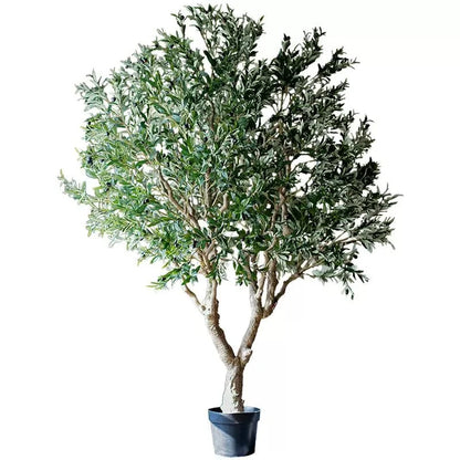 Extra large artificial olive tree, 90 inches tall, with dense green foliage in a dark pot on Tampa Home & Garden Store