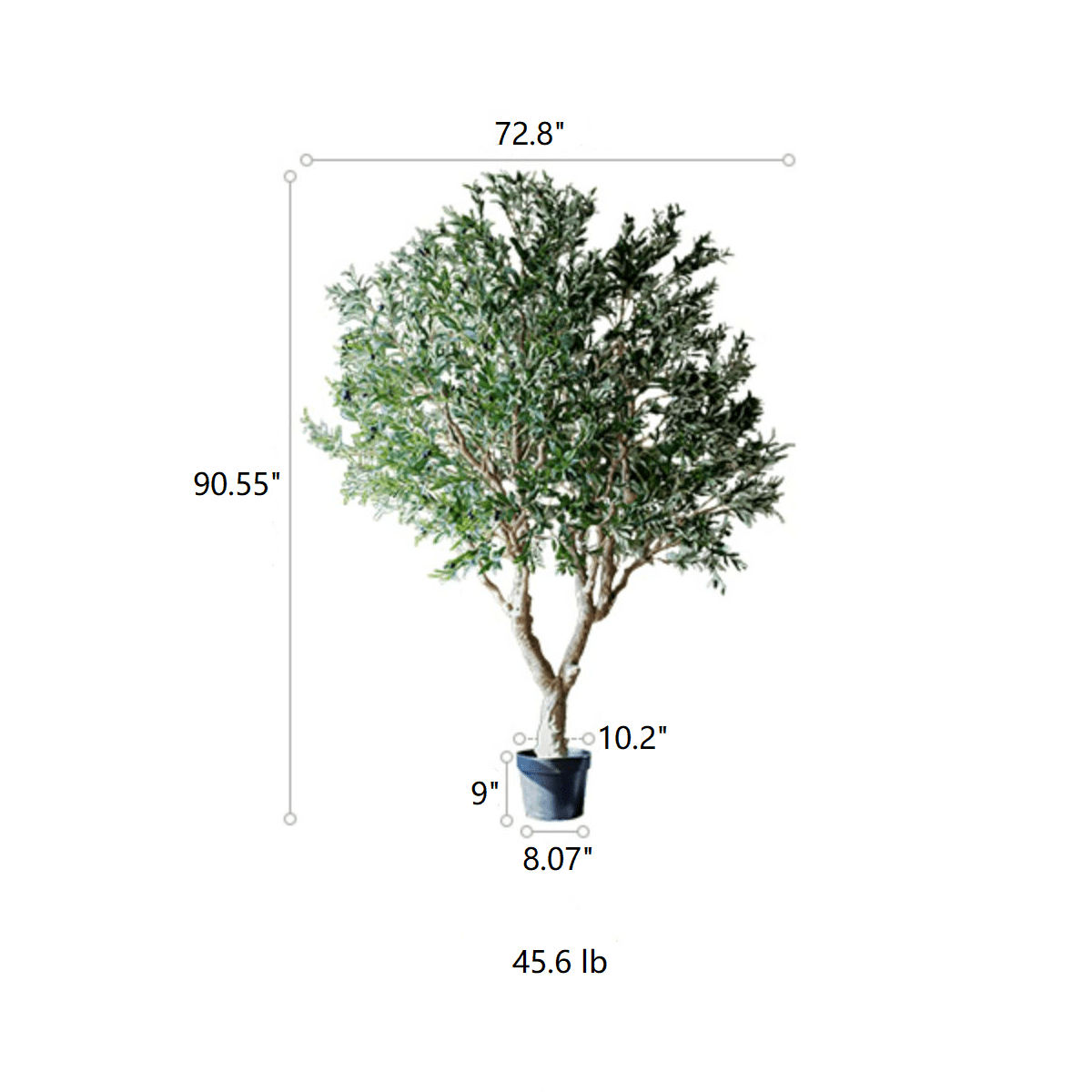 Extra Large Artificial Olive Tree 90in tall with green foliage in blue pot by RusticReach on Tampa Home & Garden Store