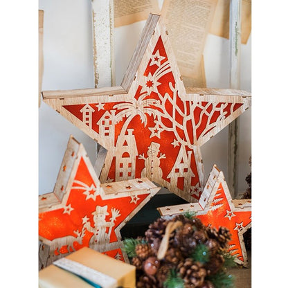 Christmas decorative light box in red with white village cutouts RusticReach on Tampa Home & Garden Store