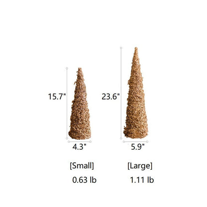 RusticReach Christmas Rattan Cone Tree in Gold, set of 2 sizes: small 15.7in and large 23.6in on Tampa Home & Garden Store