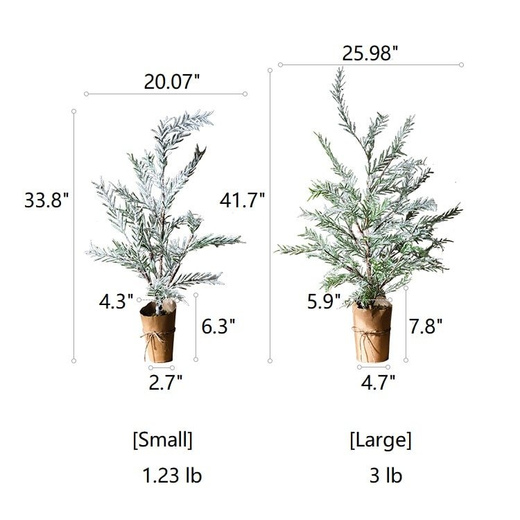 Cedar fir snow-flocked Christmas tree in paper-wrapped base, two sizes RusticReach on Tampa Home & Garden Store