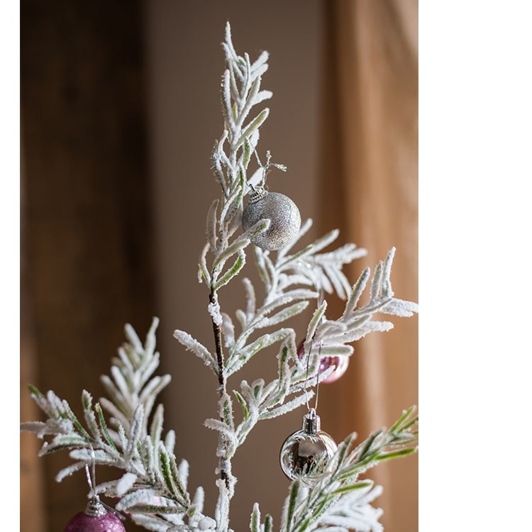 Cedar Fir Tree Snow Flocked Christmas Tree with frosted branches and paper wrapped base RusticReach on Tampa Home & Garden Store
