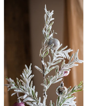 Cedar Fir Tree Snow Flocked Christmas Tree with frosted branches and paper wrapped base RusticReach on Tampa Home & Garden Store