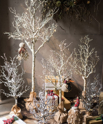Christmas Withered White Christmas Tree Faux by RusticReach; white trees on burlap bases on Tampa Home & Garden Store